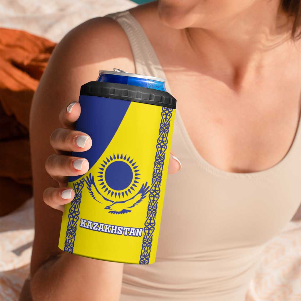 Custom Kazakhstan Football 4 in 1 Can Cooler Tumbler Go The Hawks - Wonder Print Shop