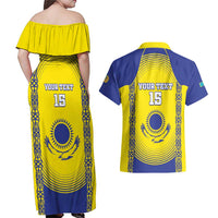 Custom Kazakhstan Football Couples Matching Off Shoulder Maxi Dress and Hawaiian Shirt Go The Hawks - Wonder Print Shop