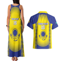 Custom Kazakhstan Football Couples Matching Tank Maxi Dress and Hawaiian Shirt Go The Hawks - Wonder Print Shop