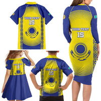 Custom Kazakhstan Football Family Matching Long Sleeve Bodycon Dress and Hawaiian Shirt Go The Hawks - Wonder Print Shop