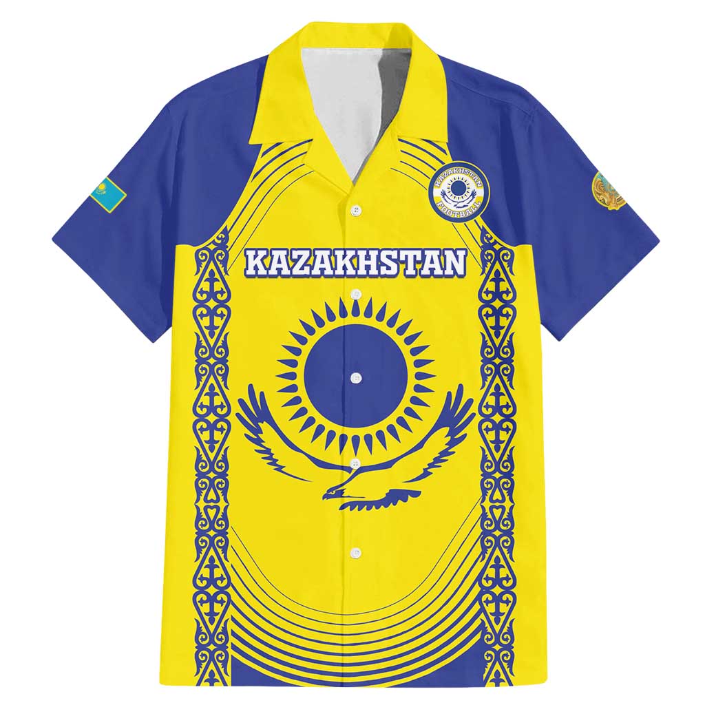 Custom Kazakhstan Football Family Matching Mermaid Dress and Hawaiian Shirt Go The Hawks - Wonder Print Shop