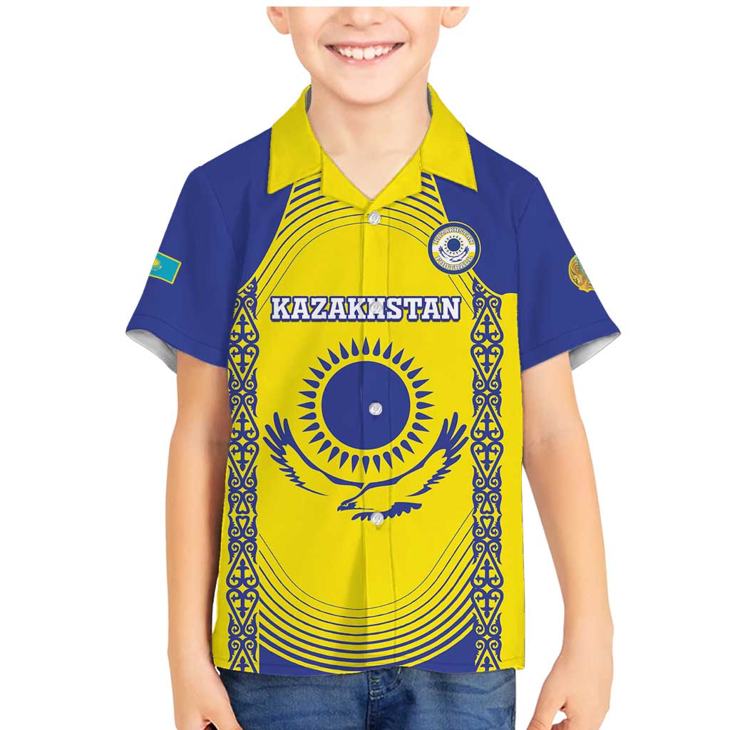 Custom Kazakhstan Football Family Matching Mermaid Dress and Hawaiian Shirt Go The Hawks - Wonder Print Shop