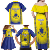 Custom Kazakhstan Football Family Matching Off Shoulder Maxi Dress and Hawaiian Shirt Go The Hawks - Wonder Print Shop