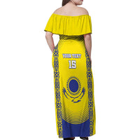 Custom Kazakhstan Football Family Matching Off Shoulder Maxi Dress and Hawaiian Shirt Go The Hawks - Wonder Print Shop