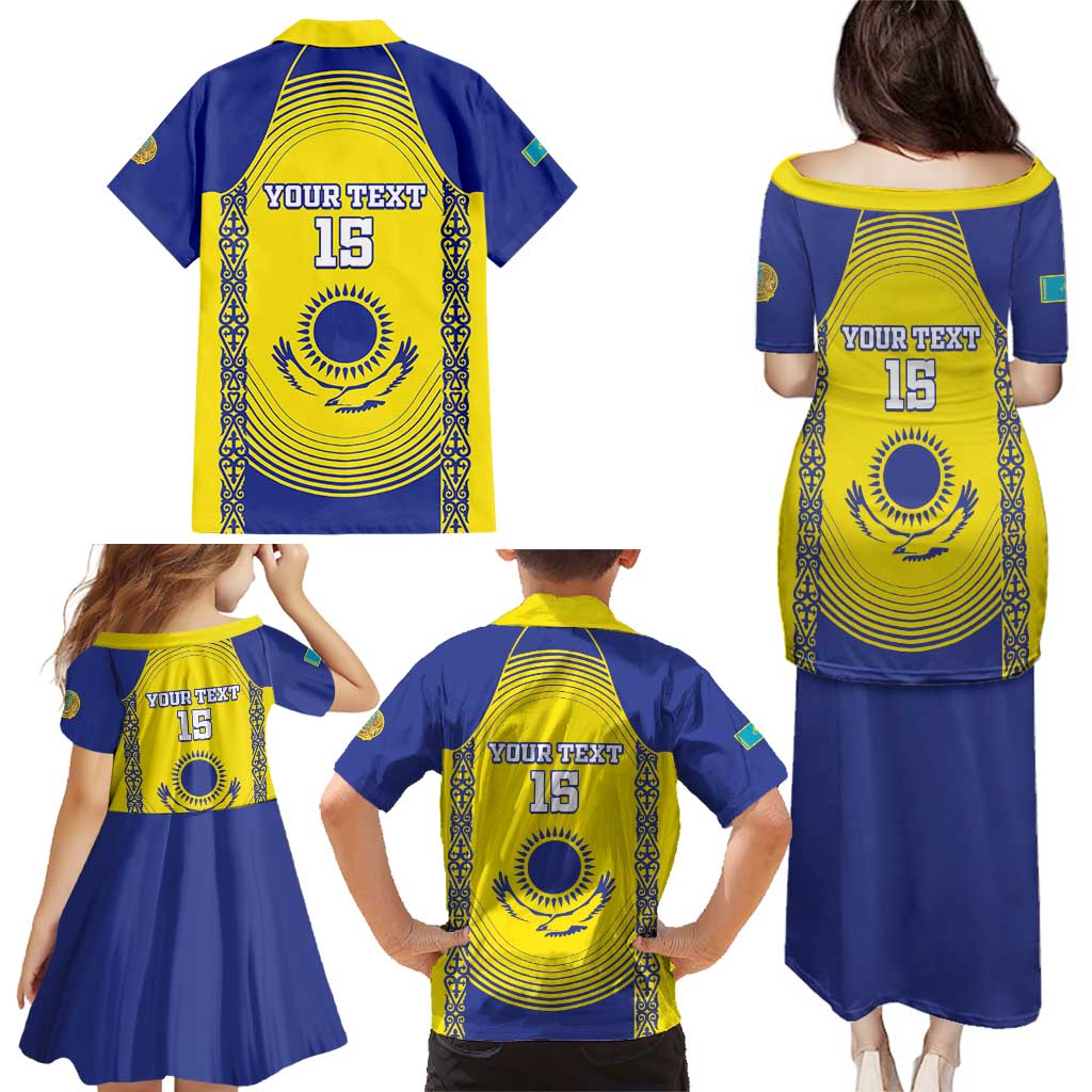 Custom Kazakhstan Football Family Matching Puletasi and Hawaiian Shirt Go The Hawks - Wonder Print Shop