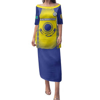 Custom Kazakhstan Football Family Matching Puletasi and Hawaiian Shirt Go The Hawks - Wonder Print Shop