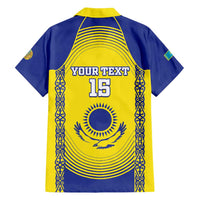 Custom Kazakhstan Football Family Matching Short Sleeve Bodycon Dress and Hawaiian Shirt Go The Hawks - Wonder Print Shop