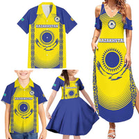 Custom Kazakhstan Football Family Matching Summer Maxi Dress and Hawaiian Shirt Go The Hawks - Wonder Print Shop