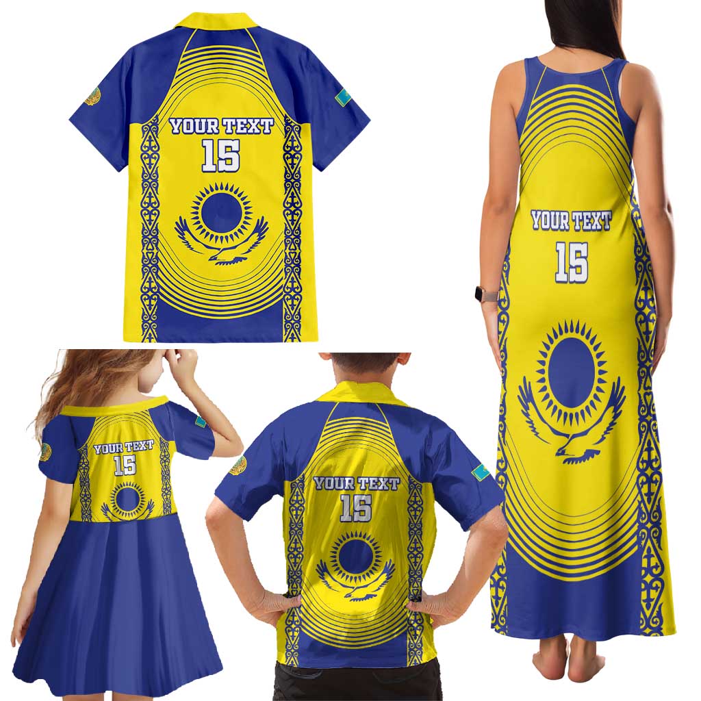 Custom Kazakhstan Football Family Matching Tank Maxi Dress and Hawaiian Shirt Go The Hawks - Wonder Print Shop