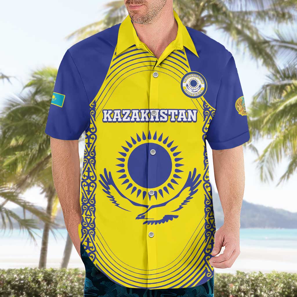 Custom Kazakhstan Football Hawaiian Shirt Go The Hawks - Wonder Print Shop