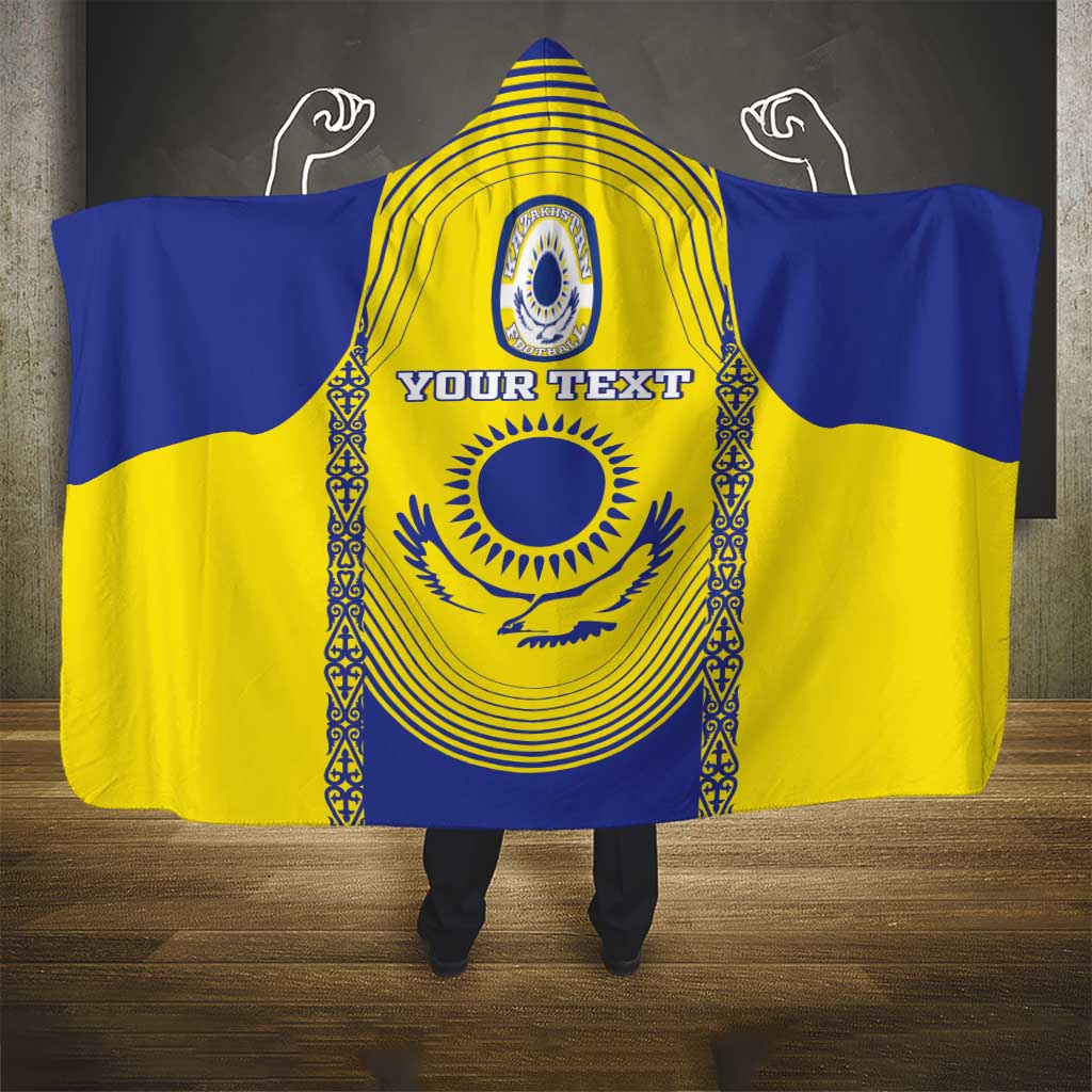 Custom Kazakhstan Football Hooded Blanket Go The Hawks