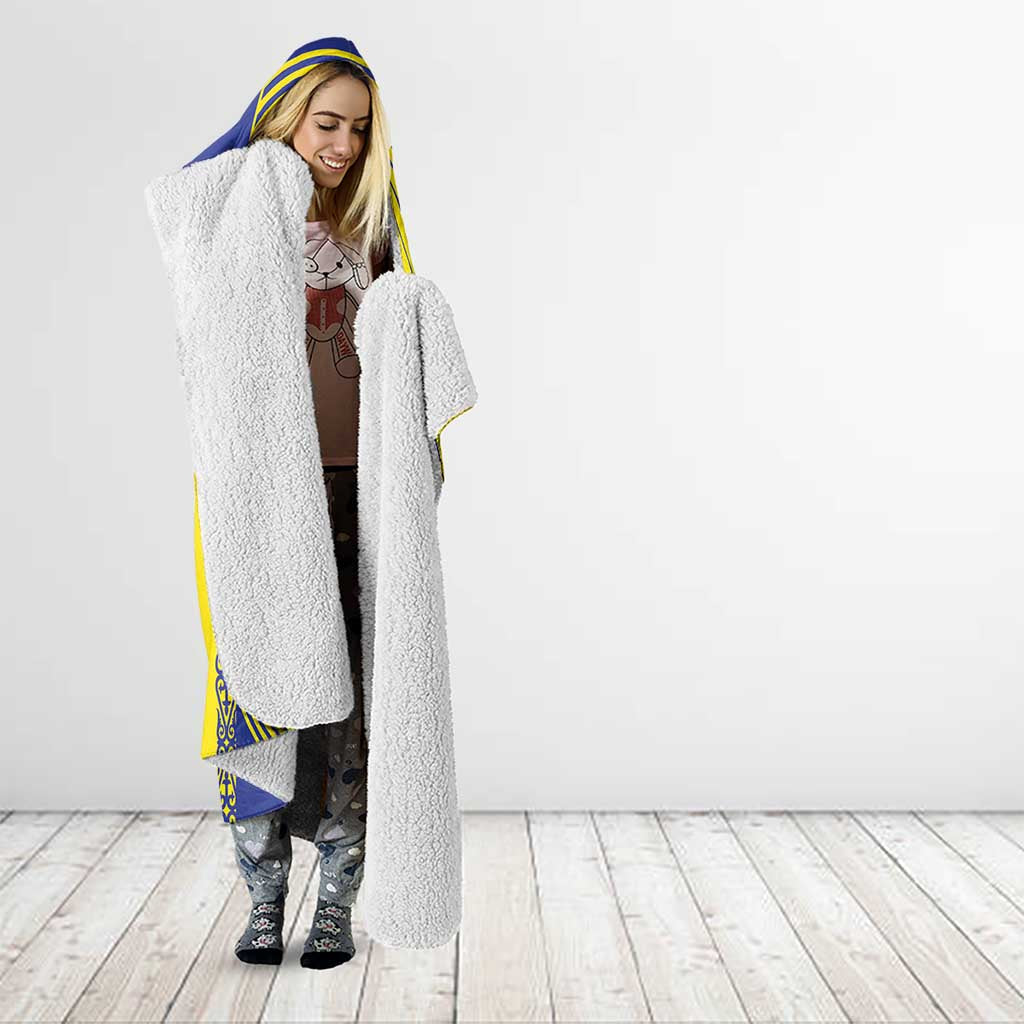 Custom Kazakhstan Football Hooded Blanket Go The Hawks