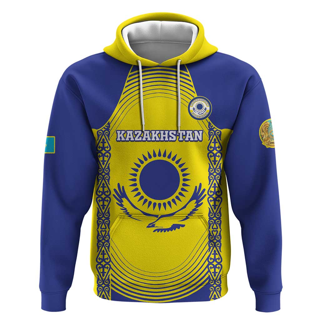 Custom Kazakhstan Football Hoodie Go The Hawks - Wonder Print Shop