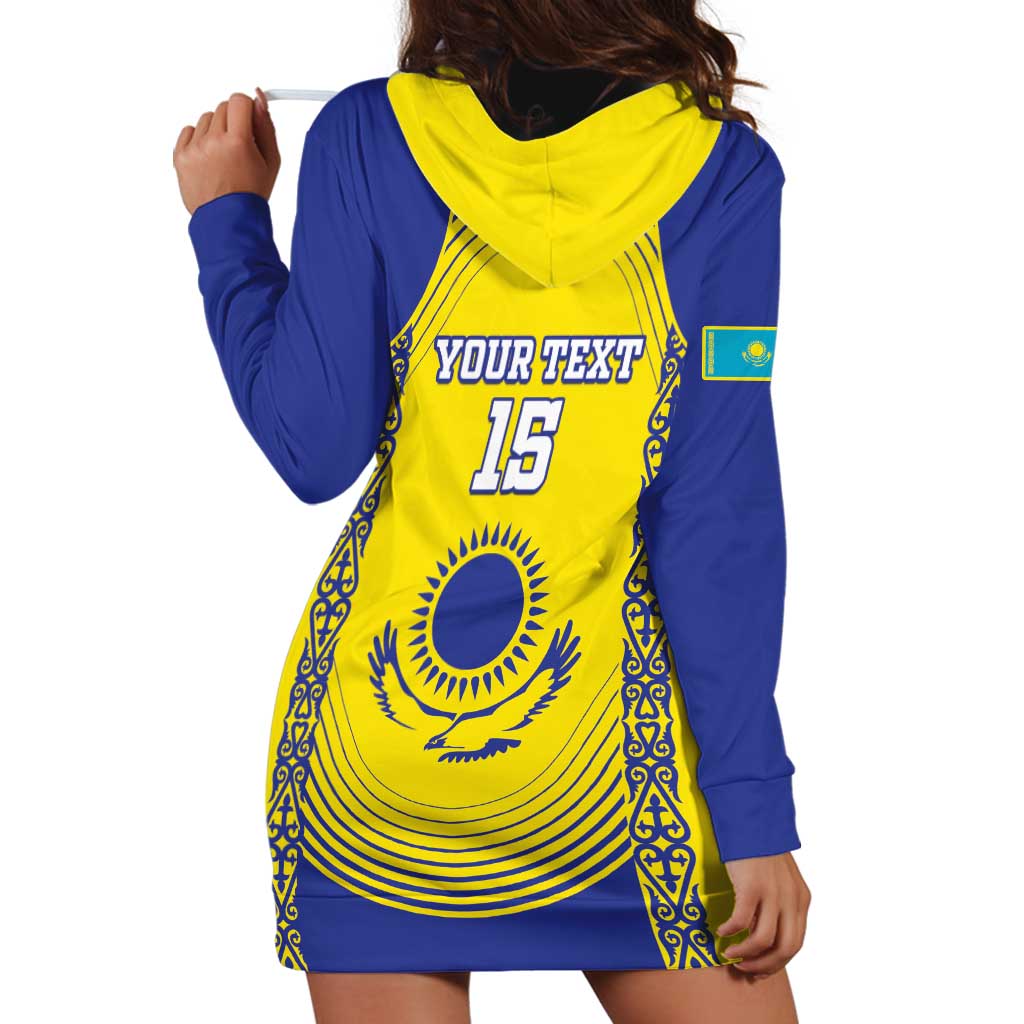 Custom Kazakhstan Football Hoodie Dress Go The Hawks - Wonder Print Shop