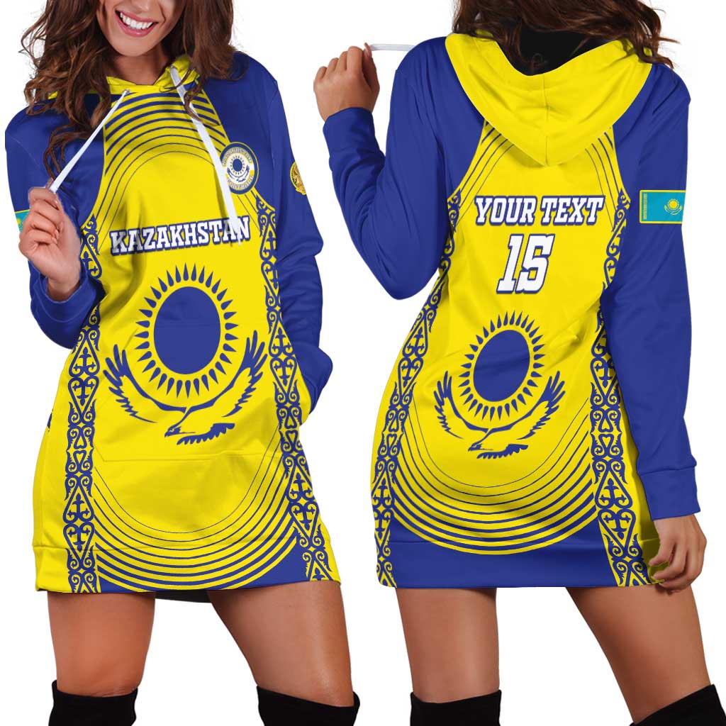 Custom Kazakhstan Football Hoodie Dress Go The Hawks - Wonder Print Shop