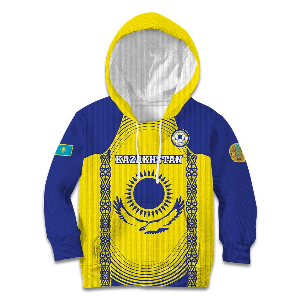 Custom Kazakhstan Football Kid Hoodie Go The Hawks - Wonder Print Shop
