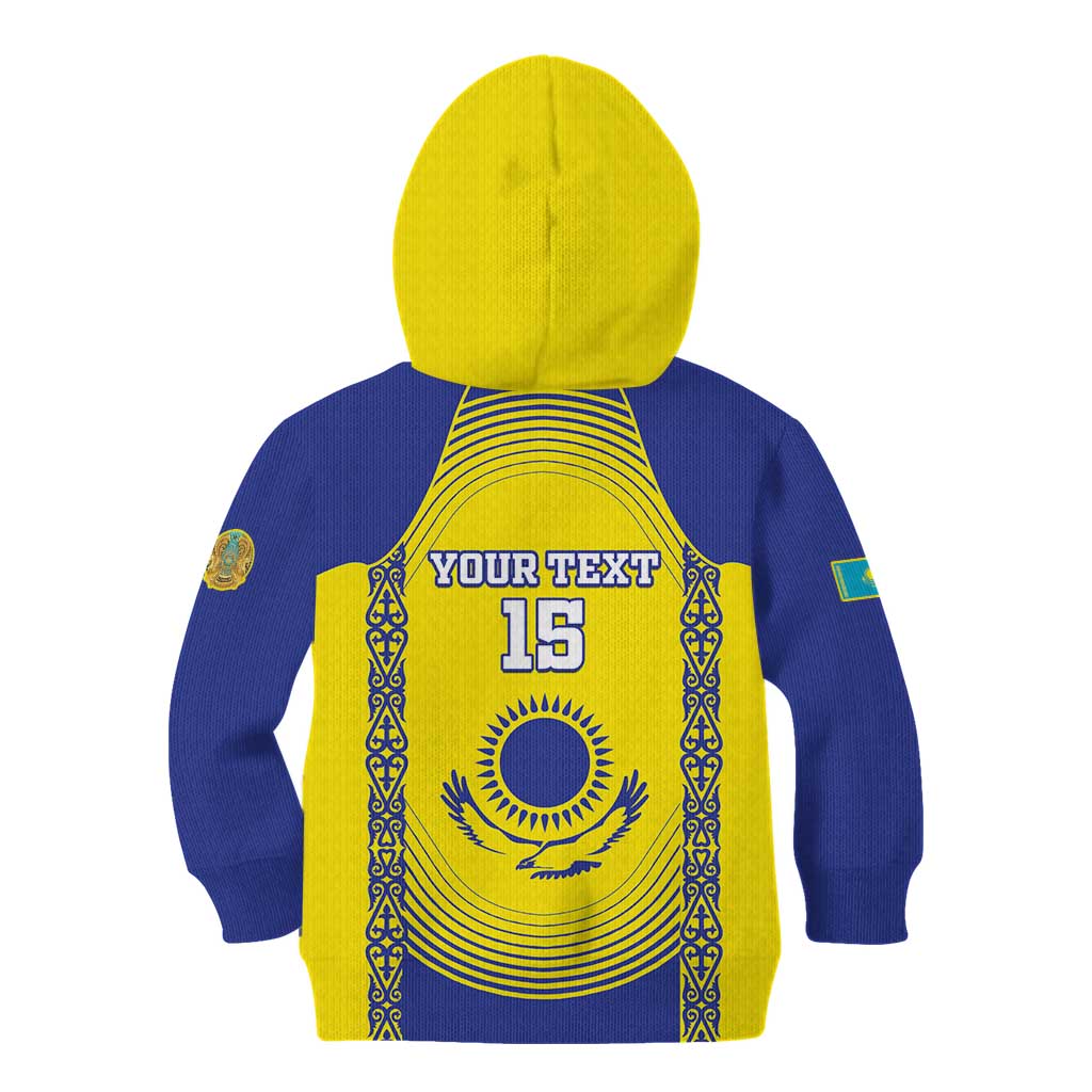 Custom Kazakhstan Football Kid Hoodie Go The Hawks - Wonder Print Shop