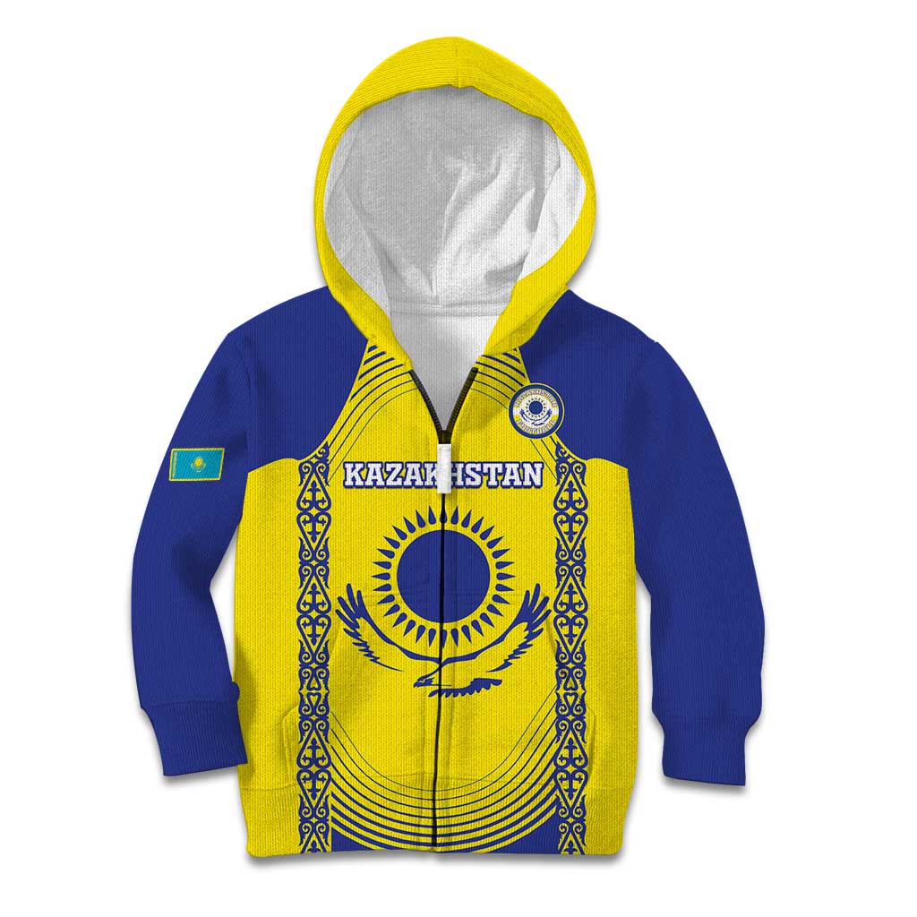 Custom Kazakhstan Football Kid Hoodie Go The Hawks - Wonder Print Shop
