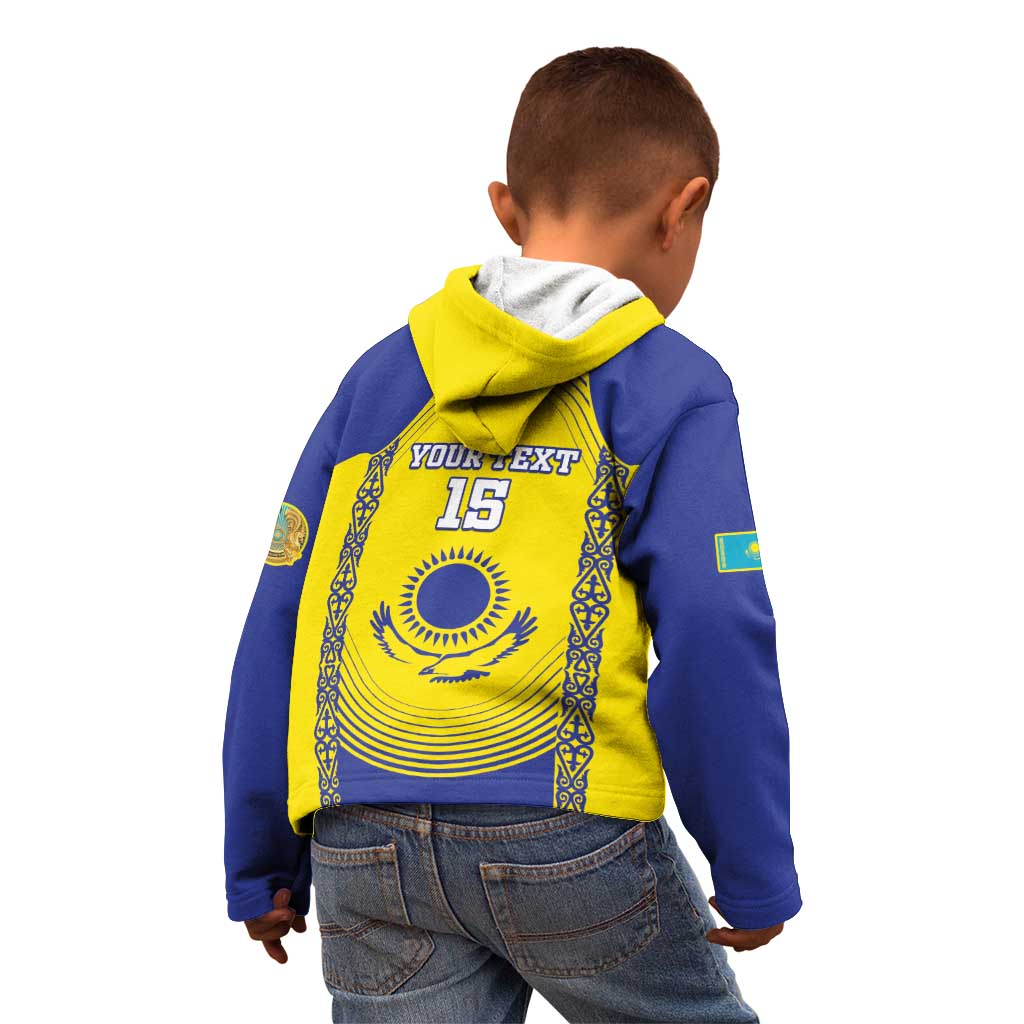 Custom Kazakhstan Football Kid Hoodie Go The Hawks - Wonder Print Shop
