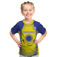 Custom Kazakhstan Football Kid T Shirt Go The Hawks - Wonder Print Shop