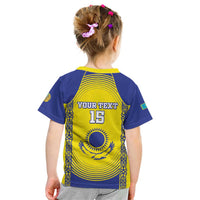 Custom Kazakhstan Football Kid T Shirt Go The Hawks - Wonder Print Shop