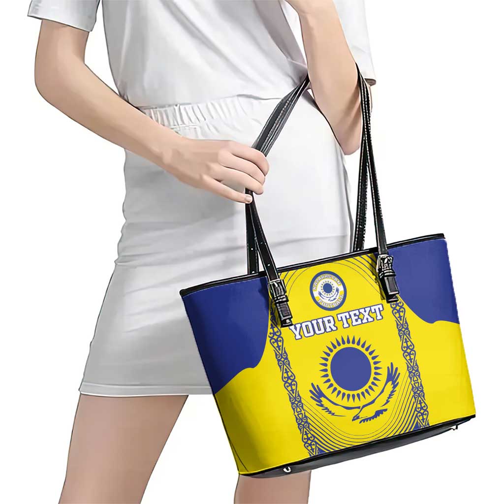Custom Kazakhstan Football Leather Tote Bag Go The Hawks - Wonder Print Shop