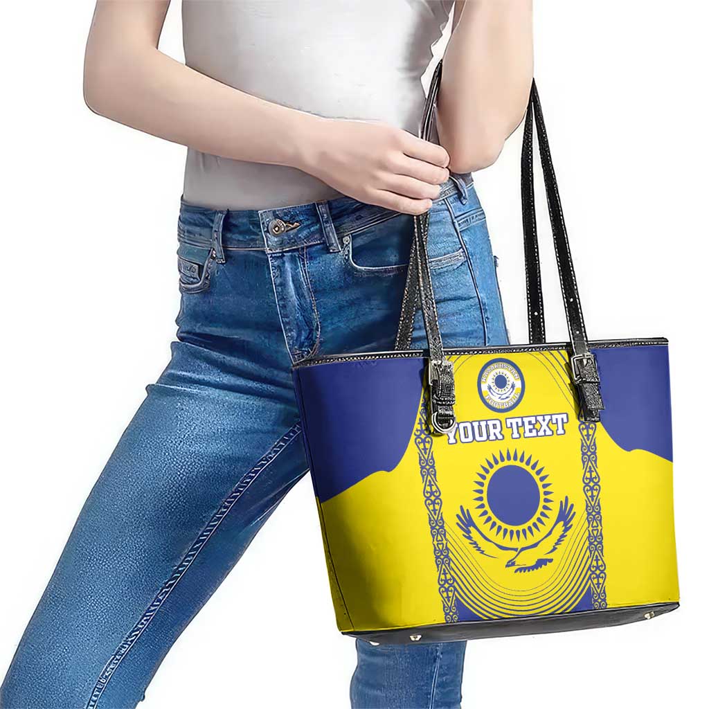 Custom Kazakhstan Football Leather Tote Bag Go The Hawks - Wonder Print Shop