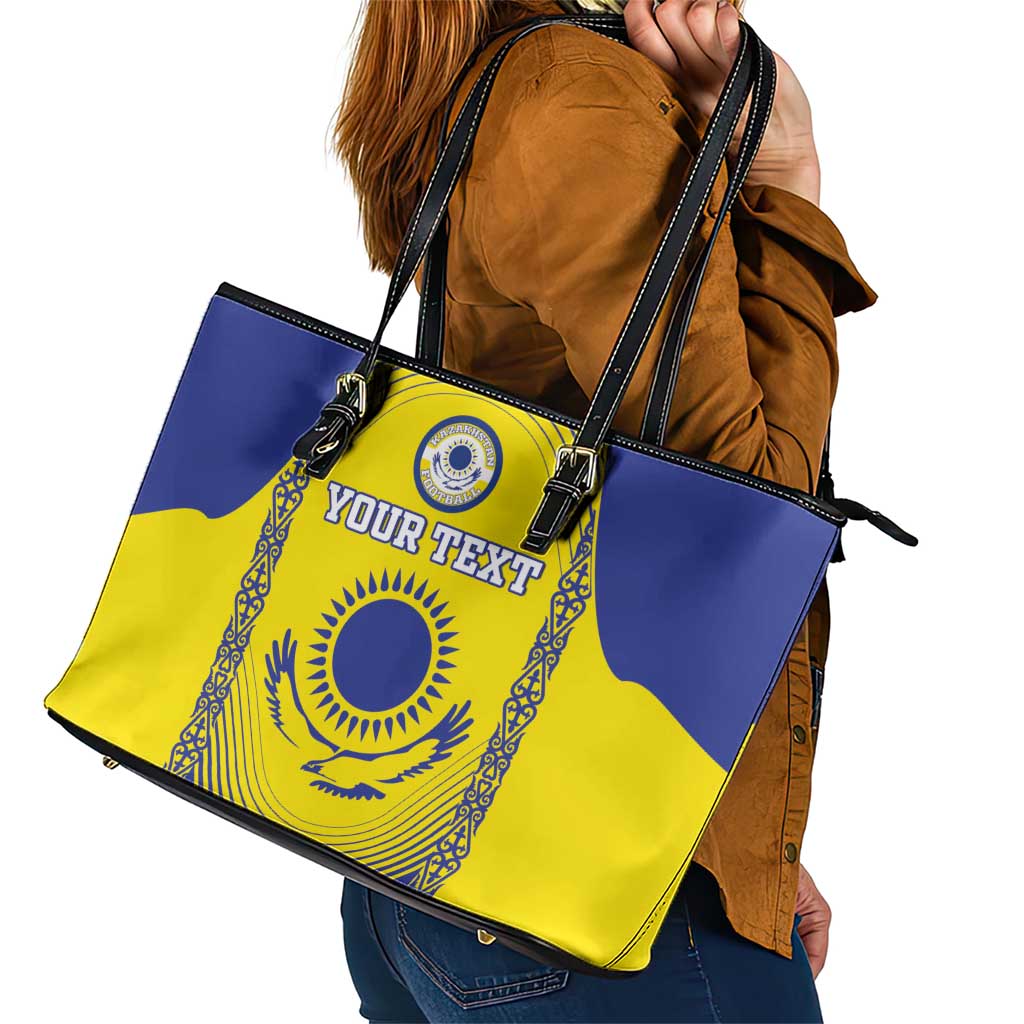 Custom Kazakhstan Football Leather Tote Bag Go The Hawks - Wonder Print Shop