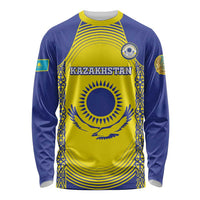 Custom Kazakhstan Football Long Sleeve Shirt Go The Hawks - Wonder Print Shop