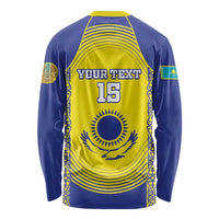 Custom Kazakhstan Football Long Sleeve Shirt Go The Hawks - Wonder Print Shop