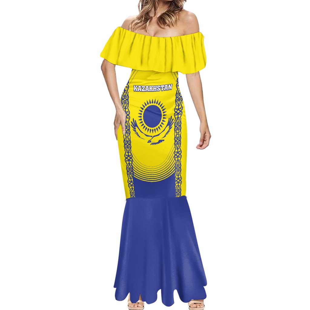 Custom Kazakhstan Football Mermaid Dress Go The Hawks - Wonder Print Shop