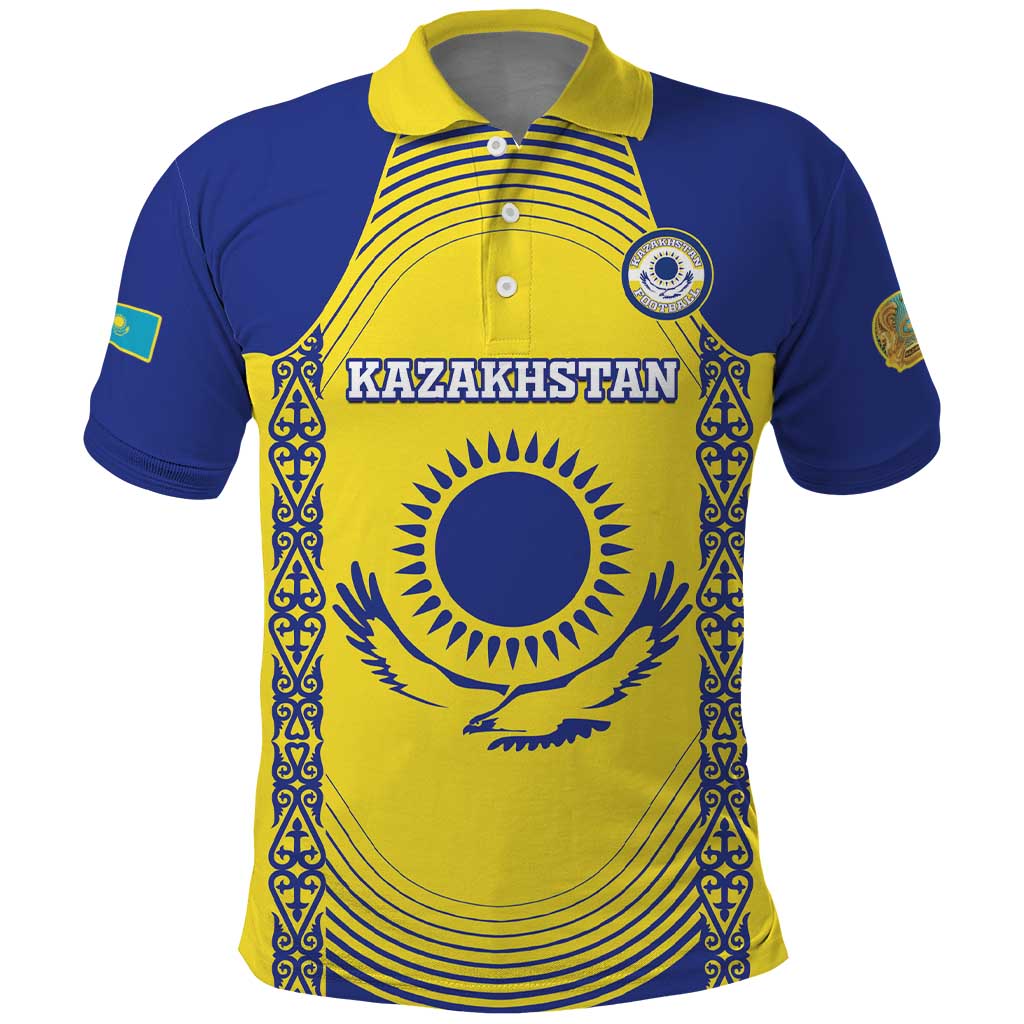 Custom Kazakhstan Football Polo Shirt Go The Hawks - Wonder Print Shop