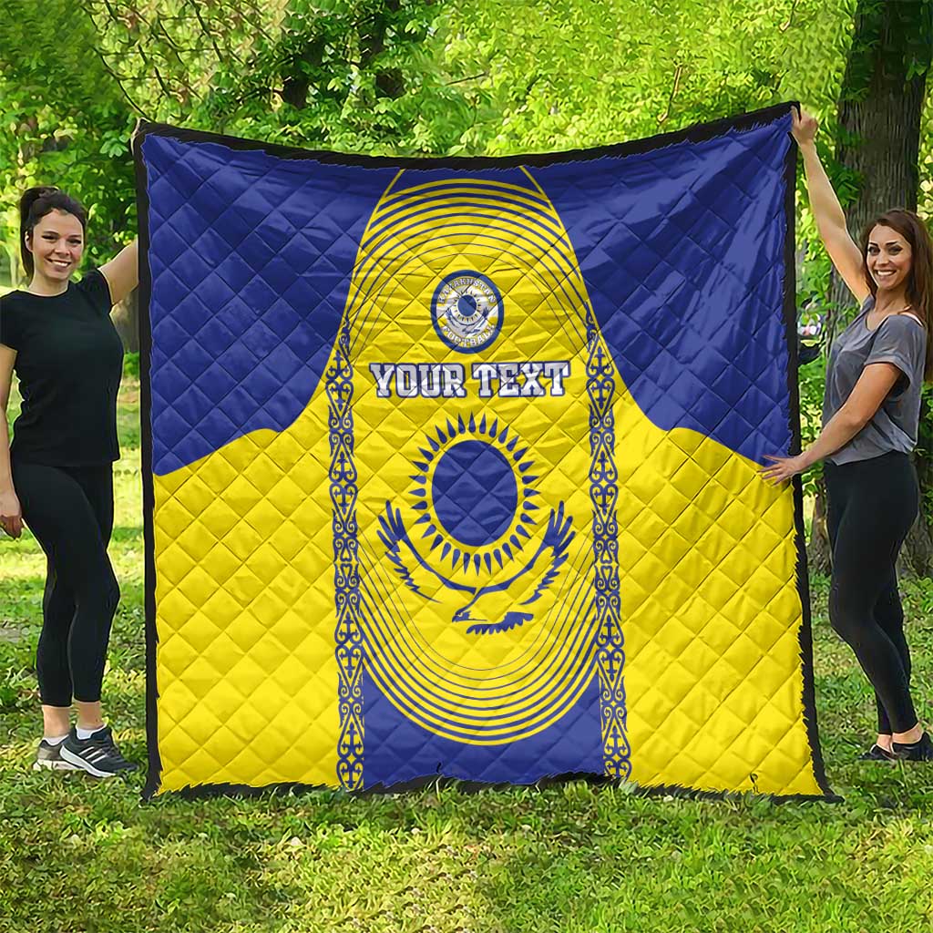 Custom Kazakhstan Football Quilt Go The Hawks - Wonder Print Shop