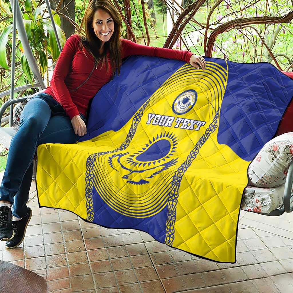Custom Kazakhstan Football Quilt Go The Hawks - Wonder Print Shop