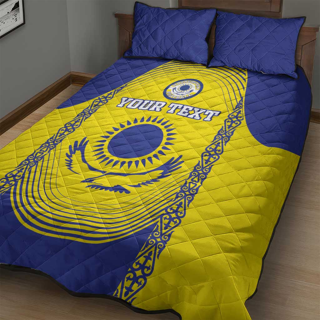 Custom Kazakhstan Football Quilt Bed Set Go The Hawks - Wonder Print Shop