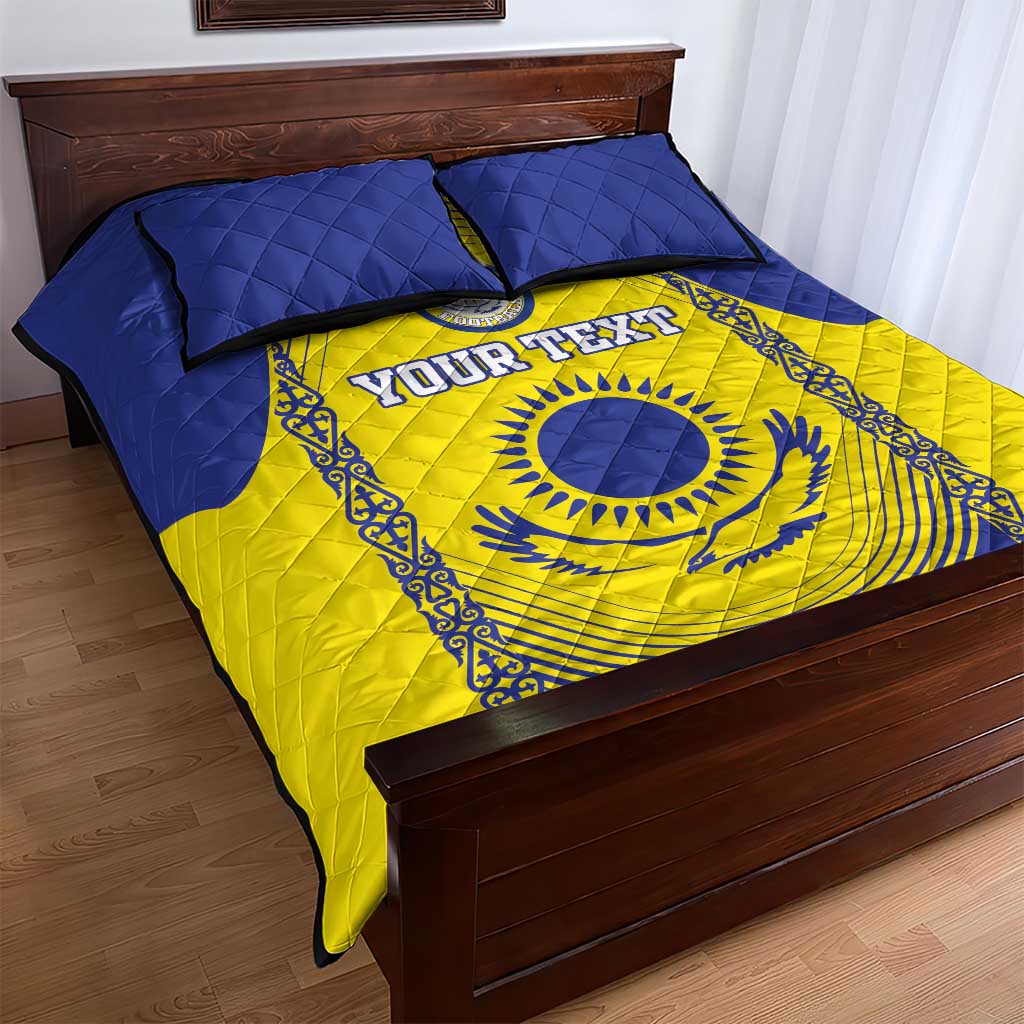 Custom Kazakhstan Football Quilt Bed Set Go The Hawks - Wonder Print Shop