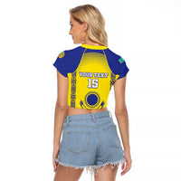 Custom Kazakhstan Football Raglan Cropped T Shirt Go The Hawks - Wonder Print Shop