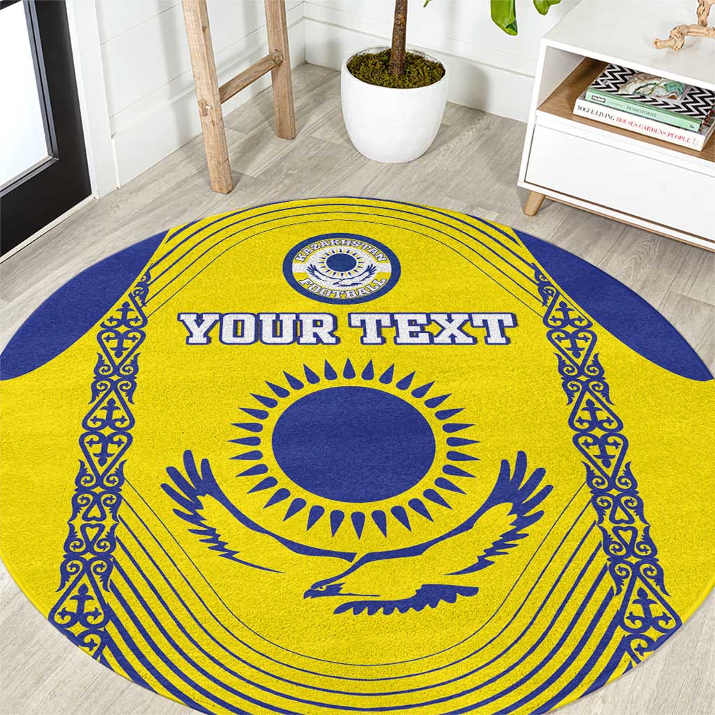 Custom Kazakhstan Football Round Carpet Go The Hawks