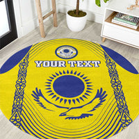 Custom Kazakhstan Football Round Carpet Go The Hawks