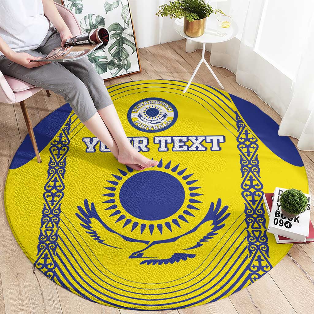 Custom Kazakhstan Football Round Carpet Go The Hawks