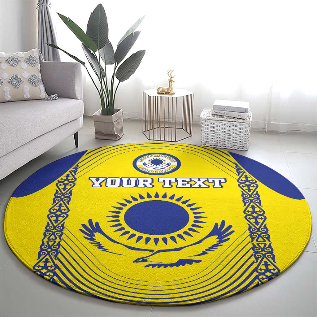 Custom Kazakhstan Football Round Carpet Go The Hawks