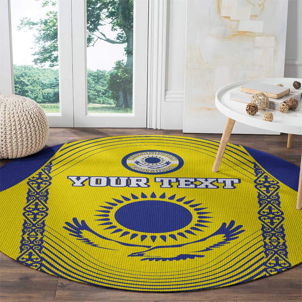 Custom Kazakhstan Football Round Carpet Go The Hawks