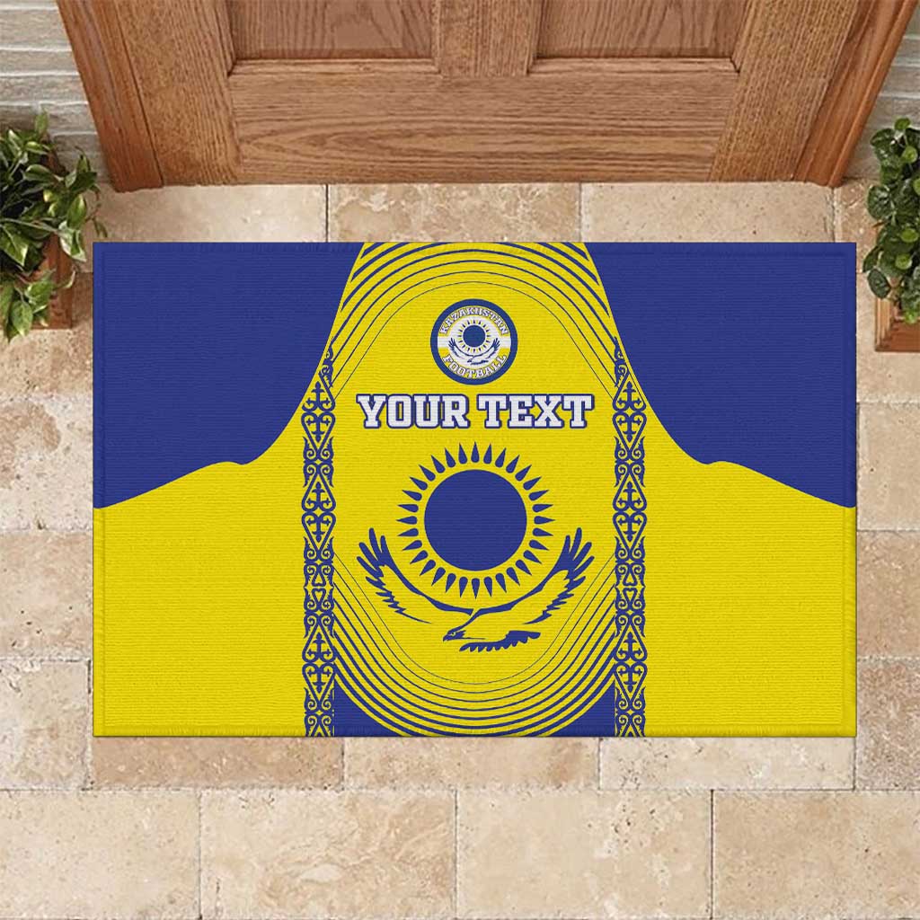 Custom Kazakhstan Football Rubber Doormat Go The Hawks - Wonder Print Shop