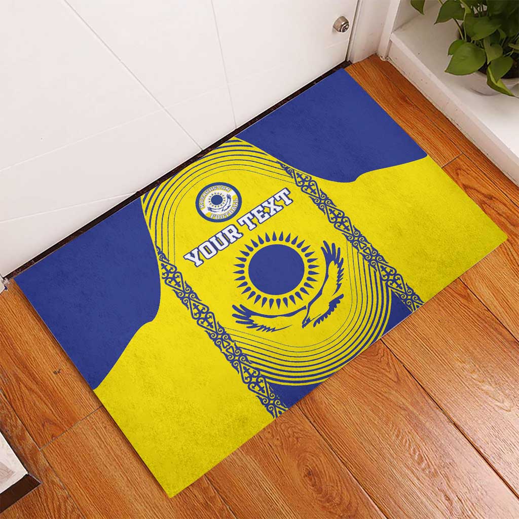 Custom Kazakhstan Football Rubber Doormat Go The Hawks - Wonder Print Shop
