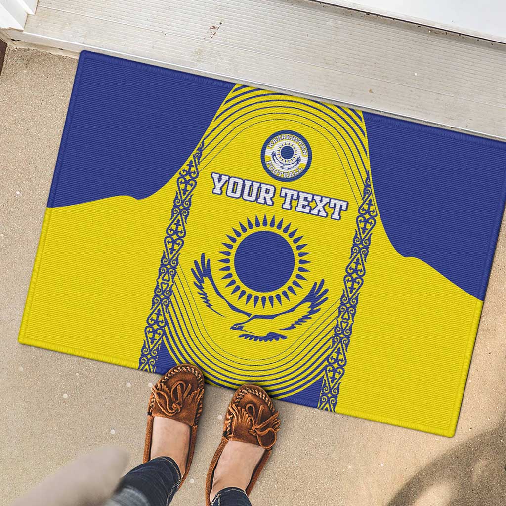 Custom Kazakhstan Football Rubber Doormat Go The Hawks - Wonder Print Shop