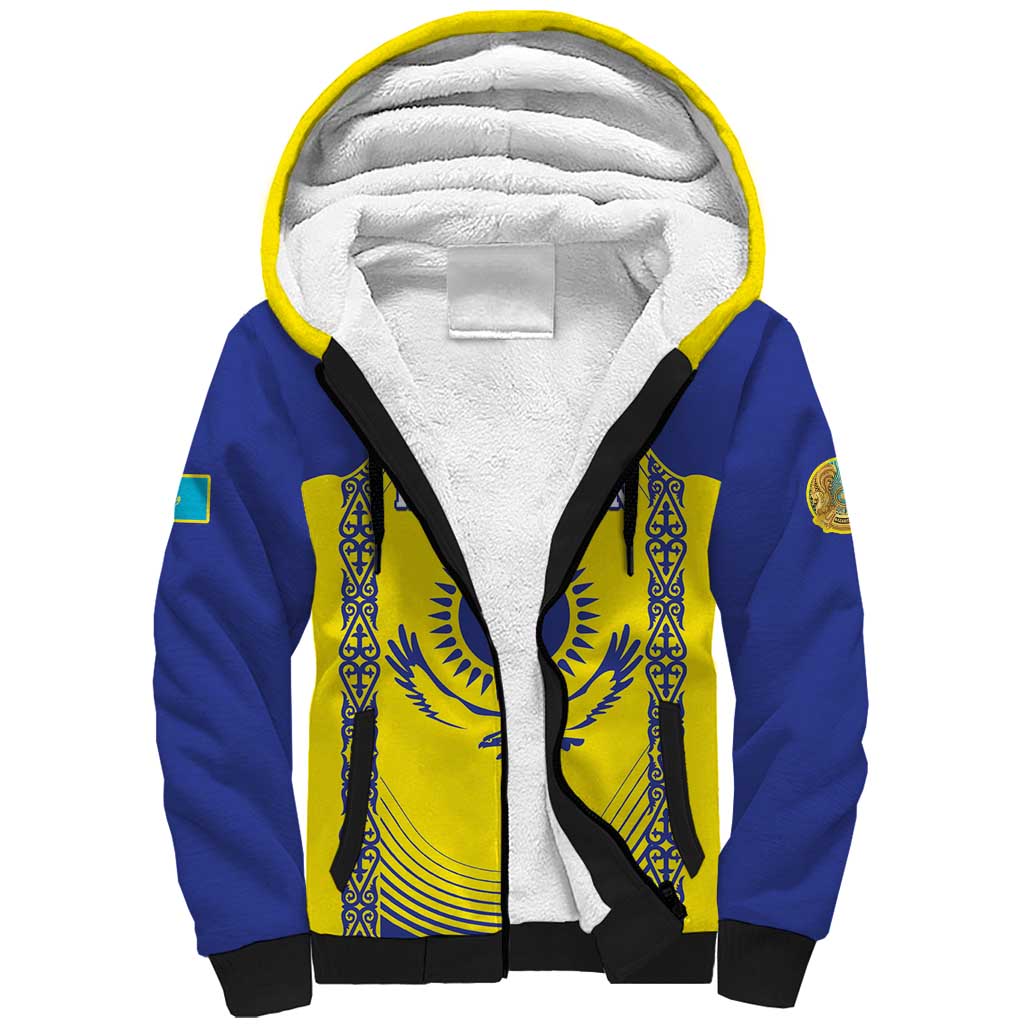 Custom Kazakhstan Football Sherpa Hoodie Go The Hawks - Wonder Print Shop