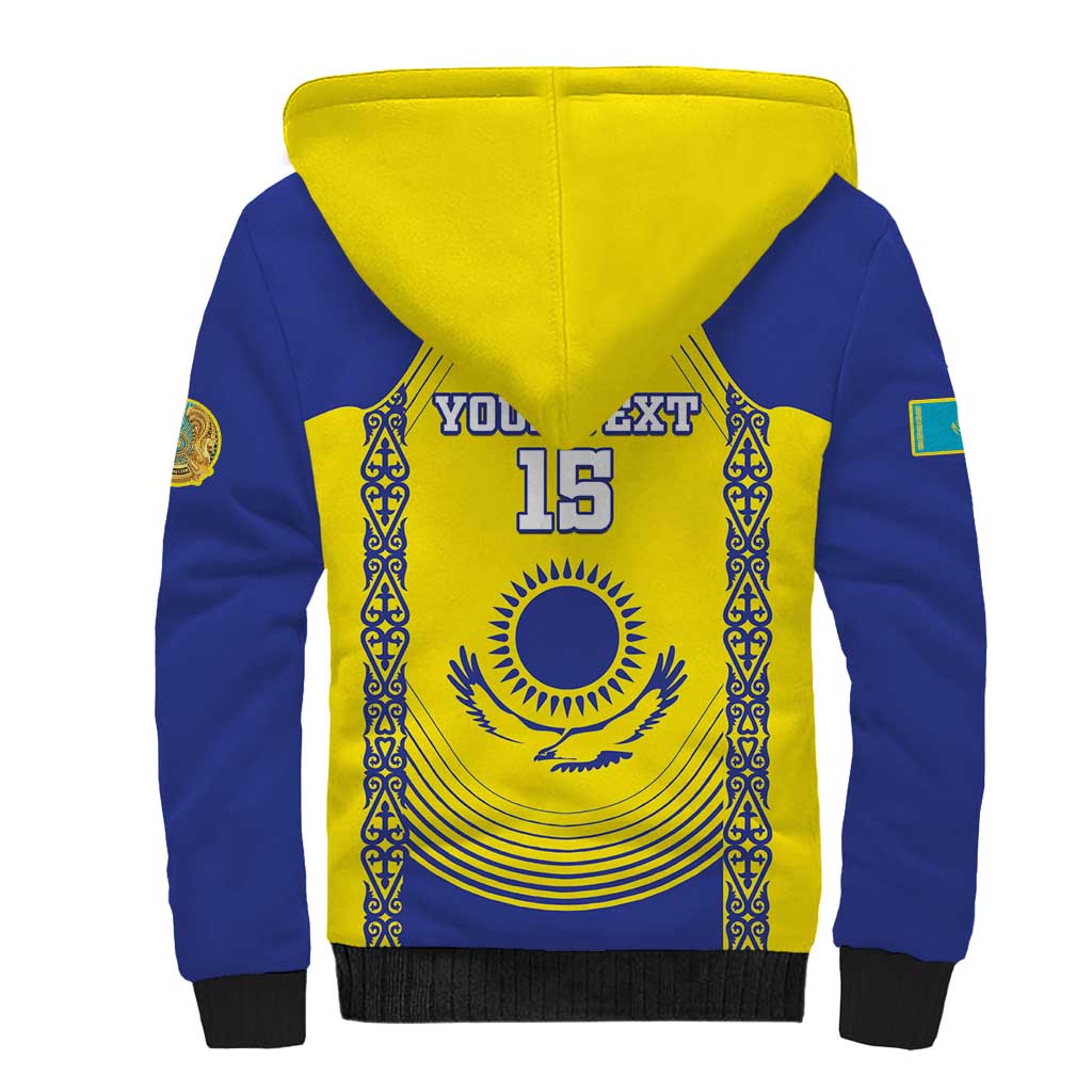 Custom Kazakhstan Football Sherpa Hoodie Go The Hawks - Wonder Print Shop