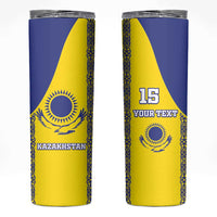 Custom Kazakhstan Football Skinny Tumbler Go The Hawks - Wonder Print Shop