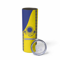 Custom Kazakhstan Football Skinny Tumbler Go The Hawks - Wonder Print Shop