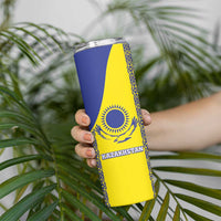 Custom Kazakhstan Football Skinny Tumbler Go The Hawks - Wonder Print Shop